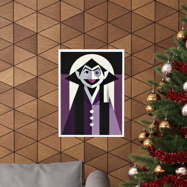 Sesame Street Abstract Poster, Geometric Bauhaus Wall Art, Matte Vertical Print, Minimalist Decor, Count von Count Nursery, Kid's Room, - Image 8