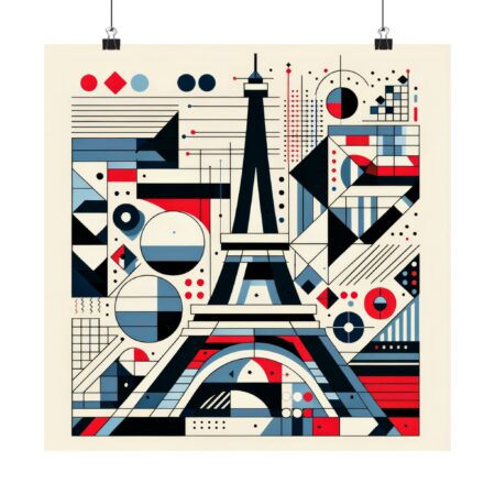 Eiffel Tower Abstract Minimalist Bauhaus Art Wall Poster Atchitecture Colorful