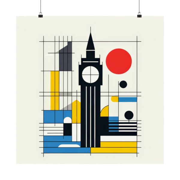 Big Ben Abstract Minimalist Wall Art Poster Bauhaus Architecture Landmark - Image 9