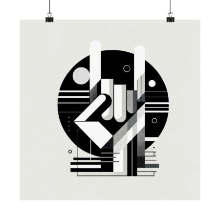 Sign of the Goat Rock and Roll Rock "n" Roll Finger Symbol Abstract Minimalist Bauhaus Art Wall Poster