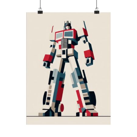 Geometric Optimus Prime Transformers Abstract Minimalist Wall Art Poster, Matte Vertical Print Decor, Home Office Decoration, Gift for