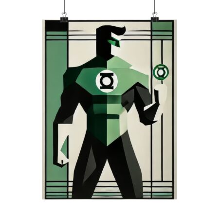 Hal Jordan Green Lantern Abstract Minimalist Cubist Wall Art Poster - Matte Vertical Posters, Art Print, Home Decor, Superhero Gift, Comic