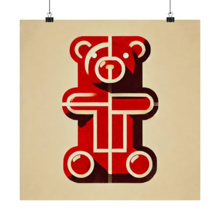 Gummy Bear - Red Bauhaus Abstract Minimalist Wall Art Poster Geometric Colorful