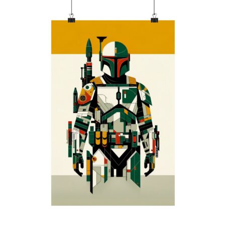 Boba Fett Poster, Minimalist Star Wars Art Print, Matte Vertical Wall Decor, Fan Art Gift, Abstract Galactic Empire Decor