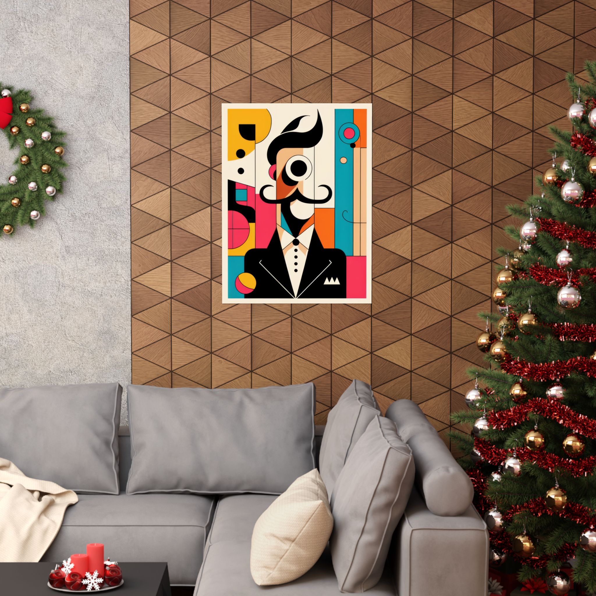 Abstract Salvador Dali Self Portrait Poster, Bauhaus Wall Art Print, Minimalist Geometric Surrealism Decor, Matte Vertical Artwork,Colorful - Image 12