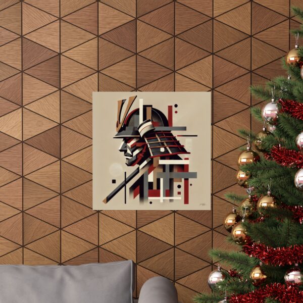 Samurai Warrior Abstract Poster, Geometric Wall Art, Japan Minimalist Print, Bauhaus Cubism Decor, Matte Vertical Art Print, Warrior Poster - Image 8