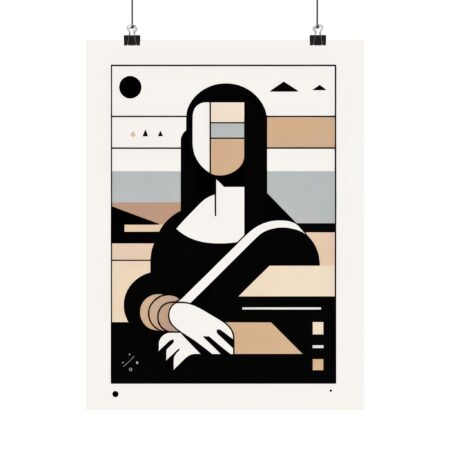 Abstract Mona Lisa Geometric Wall Art Poster, Minimalist Bauhaus Decor, Matte Vertical Art Print, Home Office Decor, Gift for Art Lovers,