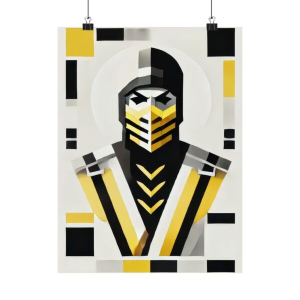 Gaming Wall Art Poster, Scorpion Mortal Kombat Abstract Minimalist, Geometric Bauhaus Colorful, Matte Vertical Posters, Home Decor, Room