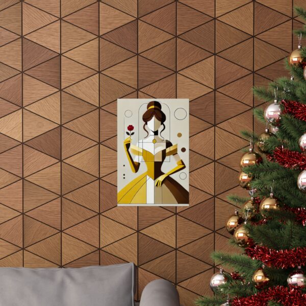 Belle Beauty and The Beast Disney Princess Abstract Minimalist Bauhaus Art Wall Poster Geometric - Image 4