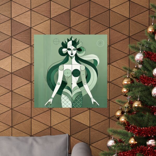 Mermaid Reimagined Matte Vertical Poster, Abstract Minimalist Art Deco Cubism Wall Art, Starbucks Logo reimagined Inspired Print Poster - Image 12