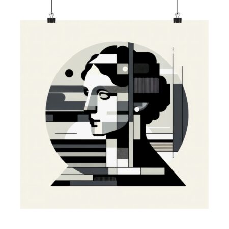 Fragmented Muse Portrait Abstract Minimalist Bauhaus Cubist Gemetric