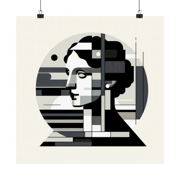 Fragmented Muse Portrait Abstract Minimalist Bauhaus Cubist Gemetric