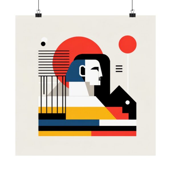 Vertical Poster, Minimalist Architecture Wall Art Poster, Abstract Wall Decor, Sphinx Bauhaus Design, Matte Poster Print