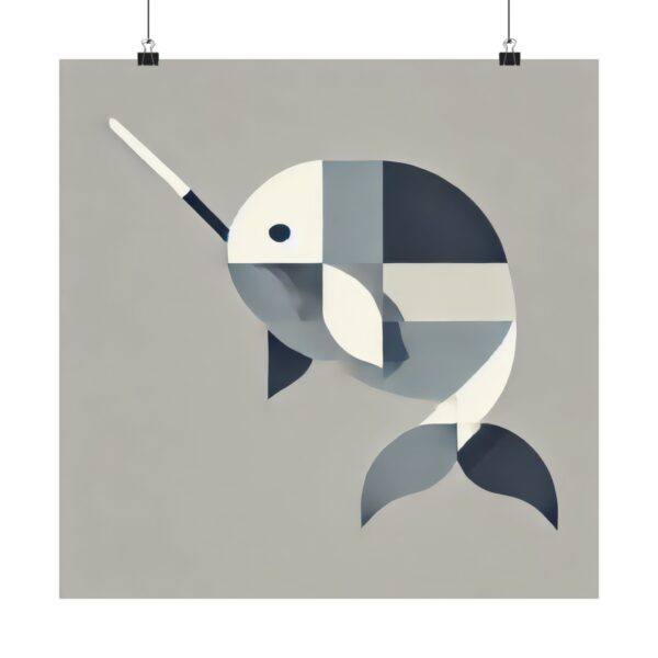 Narwhal Abstract Minimalist Bauhaus Art Wall Poster Animal