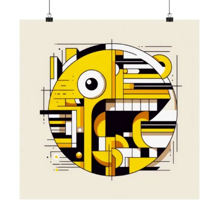 Art Poster, Pacman Pac-Man Minimalist Cubism Wall Decor, Matte Vertical Print, Abstract Art Print, Gaming Room Decor, Unique Home Decor