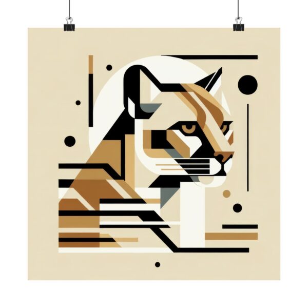 North American Puma Abstract Minimalist Bauhaus Art Wall Poster Animal Big Cat