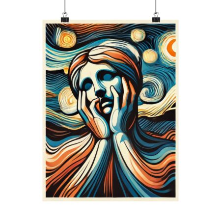 Abstract Expressionism Matte Vertical Posters, Edvard Munch Bauhaus Wall Art, Minimalist Decor Print, Scream Reimagined, Home Office Decor,