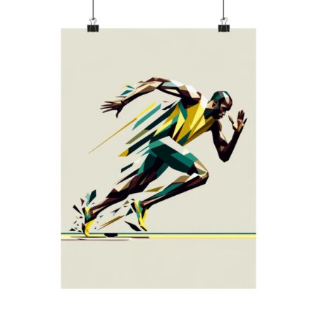 Usain Bolt Abstract Sports Poster, Minimalist Jamaica Geometric Wall Art Print, Matte Vertical Decor, Olympics Gift, Athletic Room Decor,
