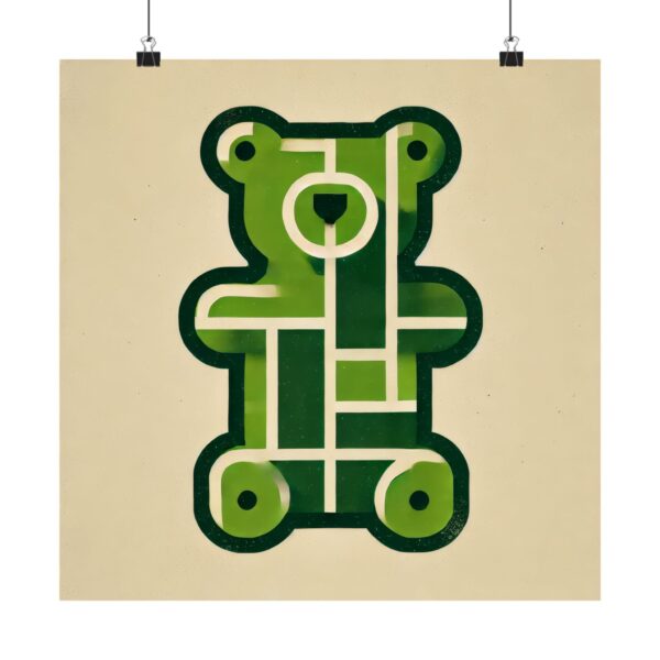 Gummy Bear - Dark Green Bauhaus Abstract Minimalist Wall Art Poster Geometric Colorful