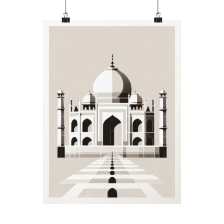 Geometric Taj Mahal India Architecture Bauhaus Abstract Minimalist Wall Art Poster, Matte Vertical Posters, Home Decor, Office Decor, Gift