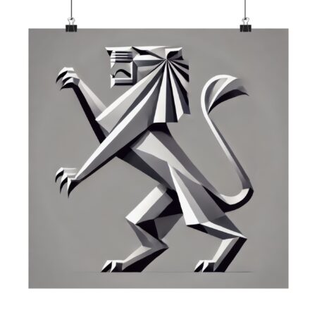 Abstract Geometric Peugot Logo Wall Poster, Cubist Art Print, Minimalist Home Decor, Matte Vertical Artwork, Unique Gift