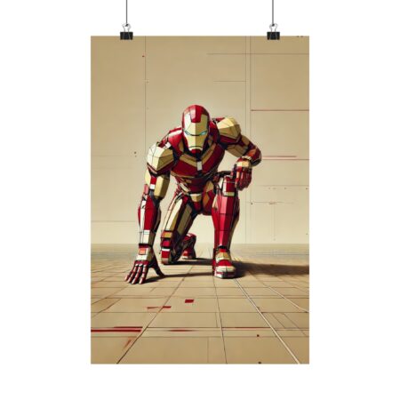 Iron Man Avengers Abstract Minimalist Wall Art Poster, Geometric Bauhaus Cubism, Matte Vertical Posters, Avengers Wall Decor, Marvel Fan
