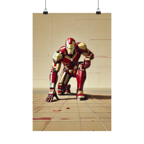 Iron Man Avengers Abstract Minimalist Wall Art Poster, Geometric Bauhaus Cubism, Matte Vertical Posters, Avengers Wall Decor, Marvel Fan