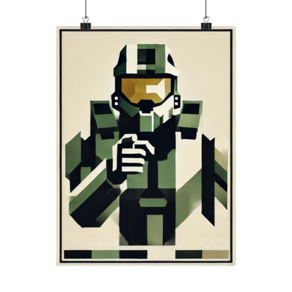 Geometric Halo Bauhaus Abstract Poster, Master Chief UNSCN Navy Recruitment Wall Art, Minimalist Matte Vertical Print, Gamer Gift, Office