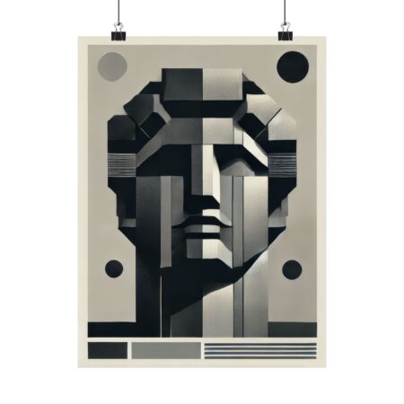 Geometric Abstract Wall Poster, David Prometheus Minimalist Art Print, Matte Vertical Decor, Modern Home Office Decor, Minimalist Geometric