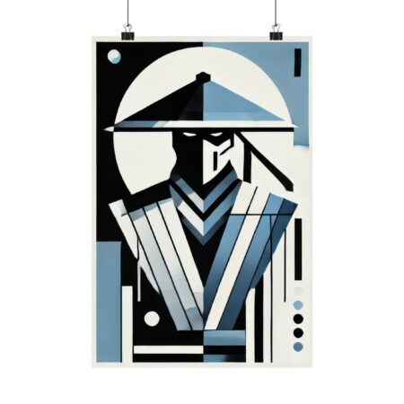 Abstract Raiden Mortal Kombat Geometric Bauhaus Matte Vertical Poster, Minimalist Wall Art Print, Gaming Decor, Gift for Gamers, Unique Home