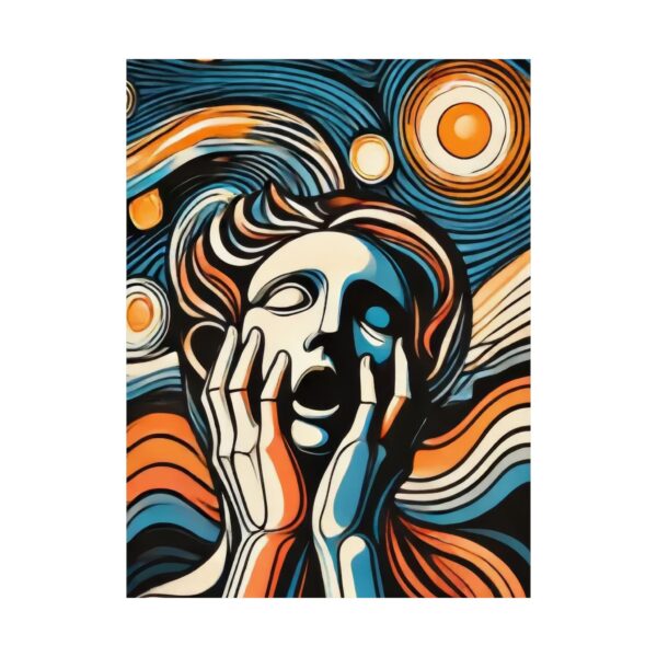 Abstract Geometric Bauhaus Colorful Matte Vertical Poster, Edvard Munch Scream Art Print, Minimalist Wall Decor, Classical Art Reimagined, - Image 2