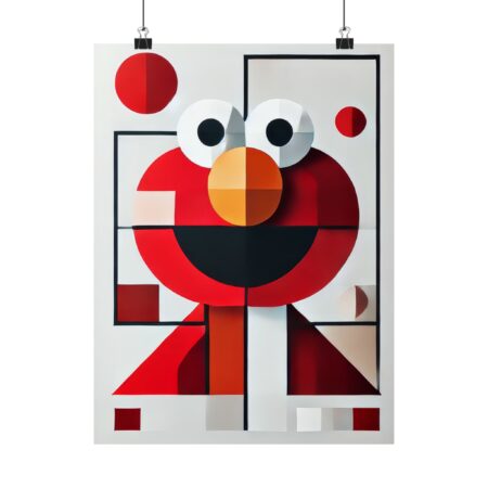 Elmo Sesame Street Abstract Geometric Art Wall Poster, Minimalist Matte Vertical Print, Nursery Decor, Kids Room Decoration, Modern Home