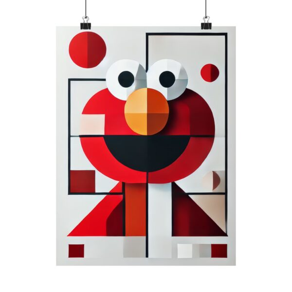 Elmo Sesame Street Abstract Geometric Art Wall Poster, Minimalist Matte Vertical Print, Nursery Decor, Kids Room Decoration, Modern Home