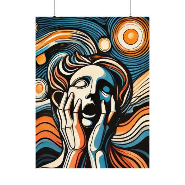 Abstract Geometric Bauhaus Colorful Matte Vertical Poster, Edvard Munch Scream Art Print, Minimalist Wall Decor, Classical Art Reimagined, - Image 13