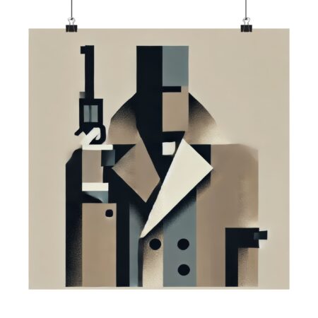 Abstract Ned Kelly Bushranger Aussie Geometric Poster, Cubist Bauhaus Art Print, Minimalist Vertical Wall Decor, Matte Vertical Posters