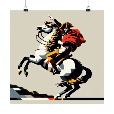 Abstract Minimalist Wall Art Poster, Napoleon Crossing the Alps, Geometric, Jacques Louis David, Matte Vertical Posters