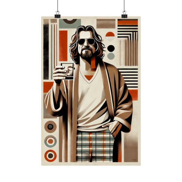 Vertical Poster, The Big Lebowski The Dude Abstract Minimalist Wall Art, Geometric Bauhaus Cubism, Matte Print, Movie Fan Gift