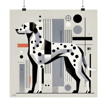 Dalmatian Dog Wall Art Poster, Abstract Minimalist Geometric Bauhaus Cubism Print - Matte Vertical Posters, Home Decor, Animal Lover Gift,