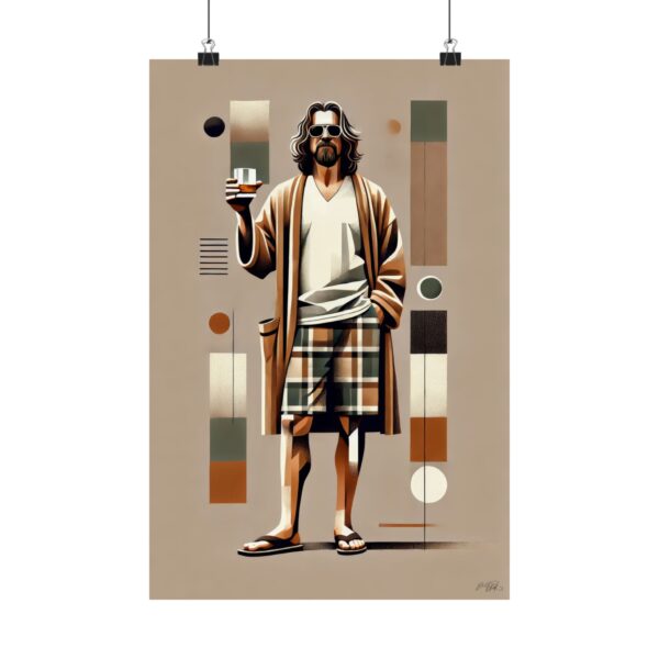 The Dude Abstract Minimalist Poster, Geometric Wall Art, Vertical Art Print, Bauhaus Design The Big Lebowski Gift, White Russian Movie Decor