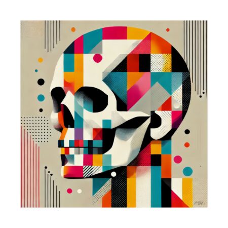 Momento Mori Skull Abstract Minimalist Bauhaus Cubist Wall Art Poster
