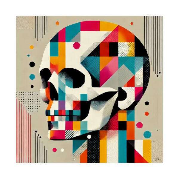 Momento Mori Skull Abstract Minimalist Bauhaus Cubist Wall Art Poster
