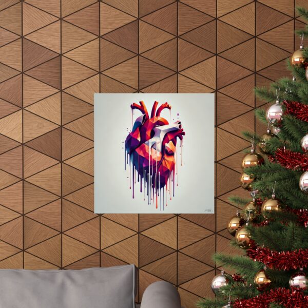 Colorful Abstract Heart Wall Art Poster Minimalist Bauhaus Cubism, Anatomical - Image 8