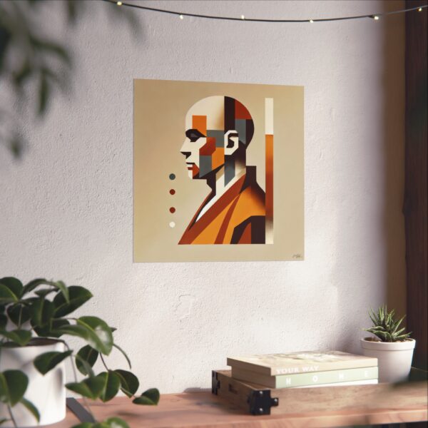 Vertical Poster Shaolin Warrior Monk Budhist Abstract Minimalist Wall Art Zen - Image 3