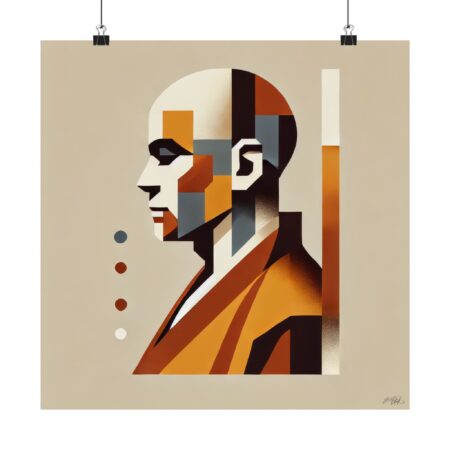 Vertical Poster Shaolin Warrior Monk Budhist Abstract Minimalist Wall Art Zen