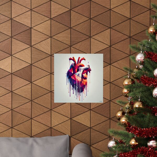 Colorful Abstract Heart Wall Art Poster Minimalist Bauhaus Cubism, Anatomical - Image 4
