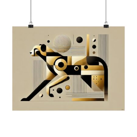 Cheetah Abstract Wall Art, Poster, Geometric Minimalist Print, Cubist Bauhaus Decor, Matte Horizontal Posters