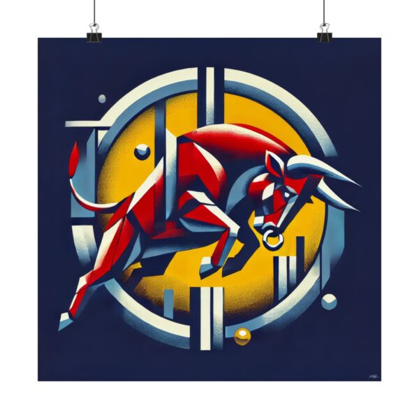 Bull Art Deco Poster - Vibrant Matte Wall Décor for Animal Lovers