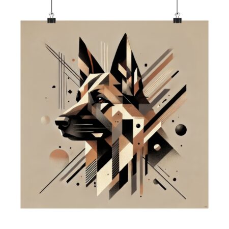German Shepherd, Alsatian Abstract Geometric Bauhaus Dog Poster
