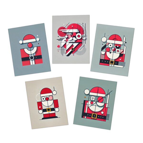 Abstract Bauhaus Minimalist Santa 5-Pack Holiday Greeting Cards