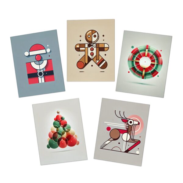 Holiday Greeting Card Set — 5 Festive Designs (Santa, Gingerbread, Wreath, Chrismas Tree, Reindeer)